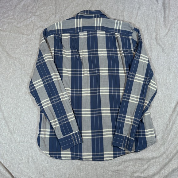 J Crew Shirt Mens Large Blue Gray Plaid Lightweight Chambray‎ Button Up Casual - Picture 10 of 10